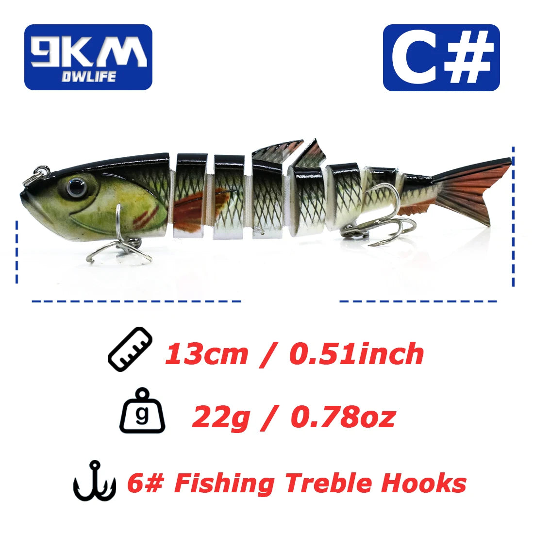 Multi Jointed Swimbait 22g Fishing Lures for Bass Trout Topwater Lures – 9km-dwlife Multi Jointed Swimbait 22g Fishing Lures for Bass Trout Topwater Lures – 9km-dwlife