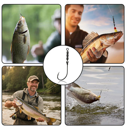 9KM 10pcs Fishing Spinning Hook with Swivel Rotating Rig Hook for Trout Bass Freshwater Fishing