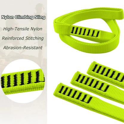Climbing Sling 3pcs Greem Sling 16mm Nylon Webbing UIAA Certified, 23kN Strength for Rock Climbing Mountaineering
