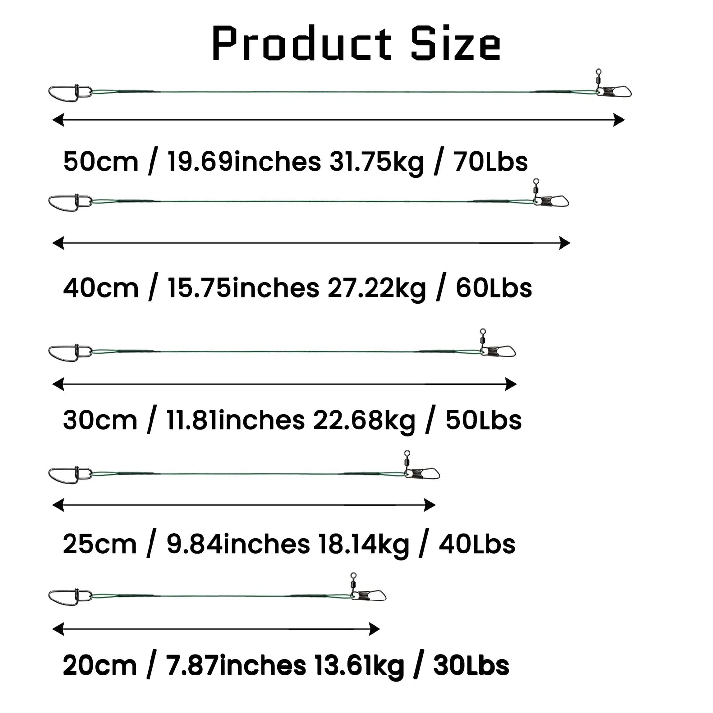 9KM Anti Bite Steel Fishing Line, Wire Leader with Swivel