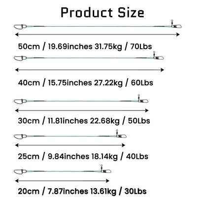 9KM Anti Bite Steel Fishing Line, Wire Leader with Swivel