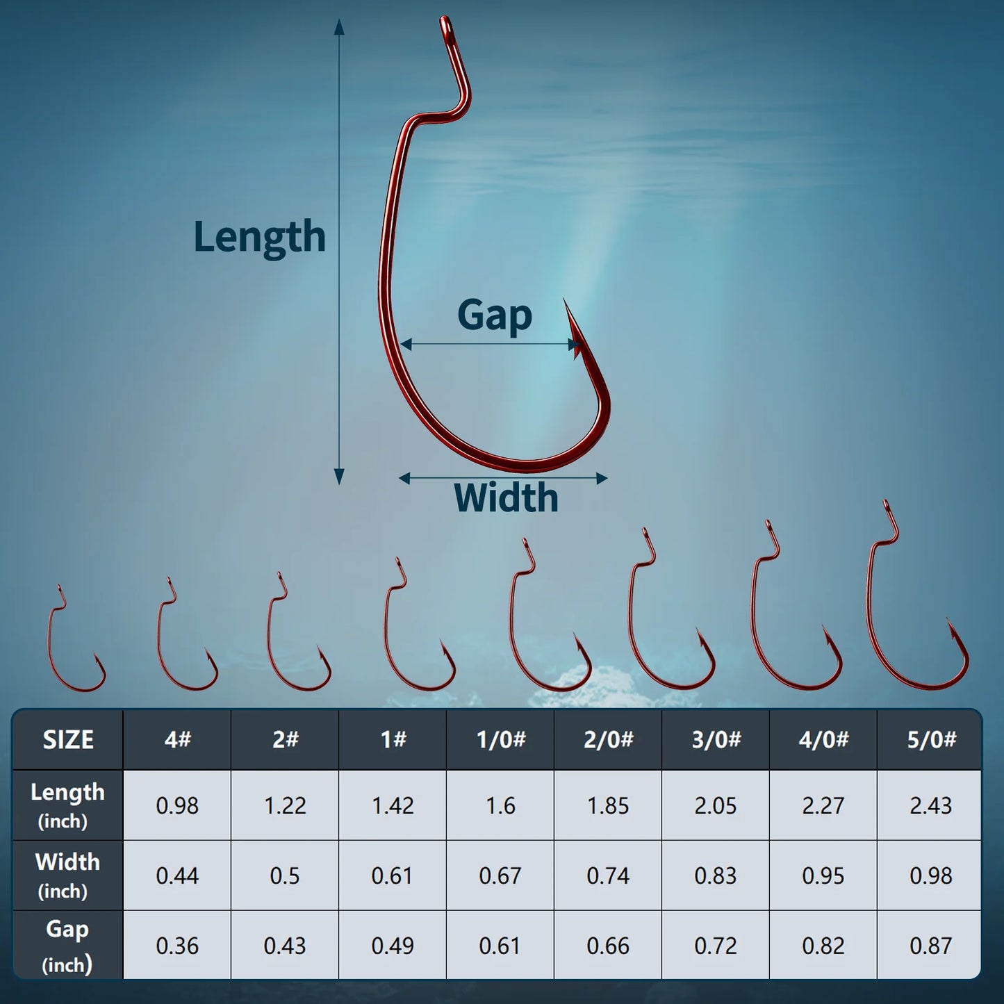 Red EWG Worm Hook 25-100pcs Offset Fishing Hook