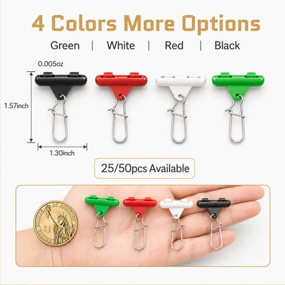 9KM Fishing Sinker Slide 25-100pcs Clip-On Sinker Slide with Duo-Lock Snap Weight Sinker Connector