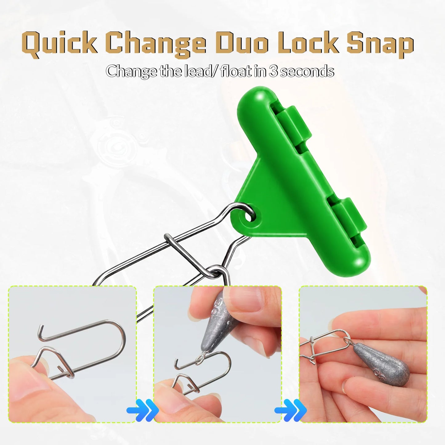 9KM Fishing Sinker Slide 25-100pcs Clip-On Sinker Slide with Duo-Lock Snap Weight Sinker Connector