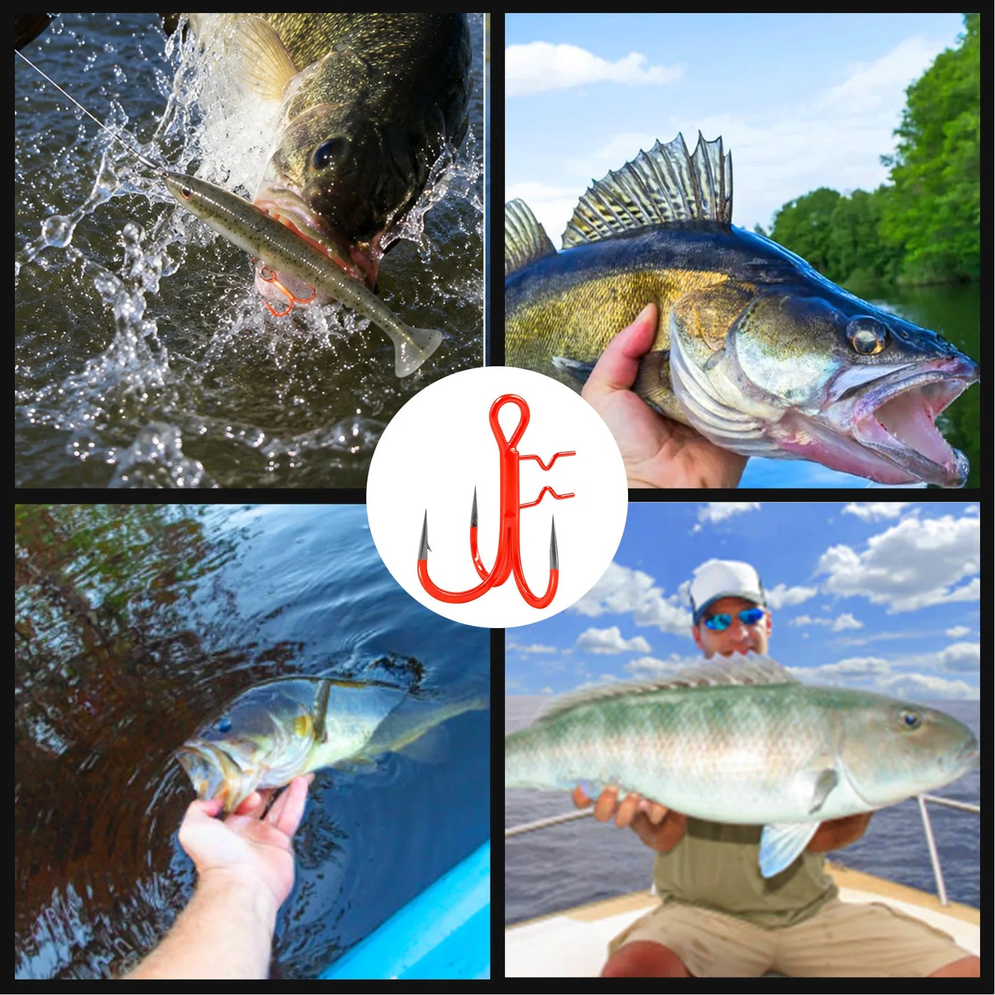 9KM UV Orange Fishing Treble Hook with Baitholder Spikes for Swimbait 5pcs Sting Rig Replacement Hook