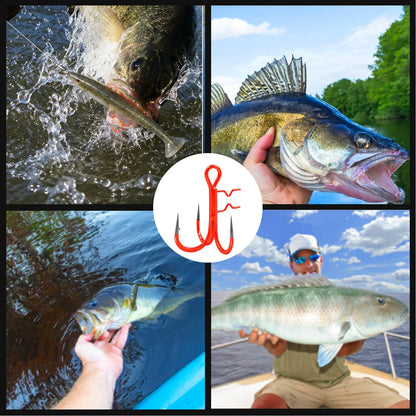 9KM UV Orange Fishing Treble Hook with Baitholder Spikes for Swimbait 5pcs Sting Rig Replacement Hook