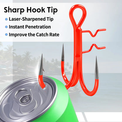9KM UV Orange Fishing Treble Hook with Baitholder Spikes for Swimbait 5pcs Sting Rig Replacement Hook