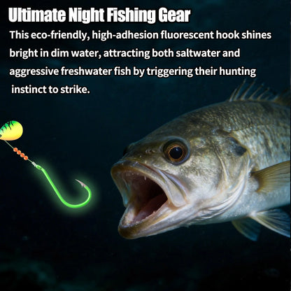 9KM Fishing Octopus Hook 25-100pcs Luminous Fishing Hook Offset Heavy Duty Live Bait Hook