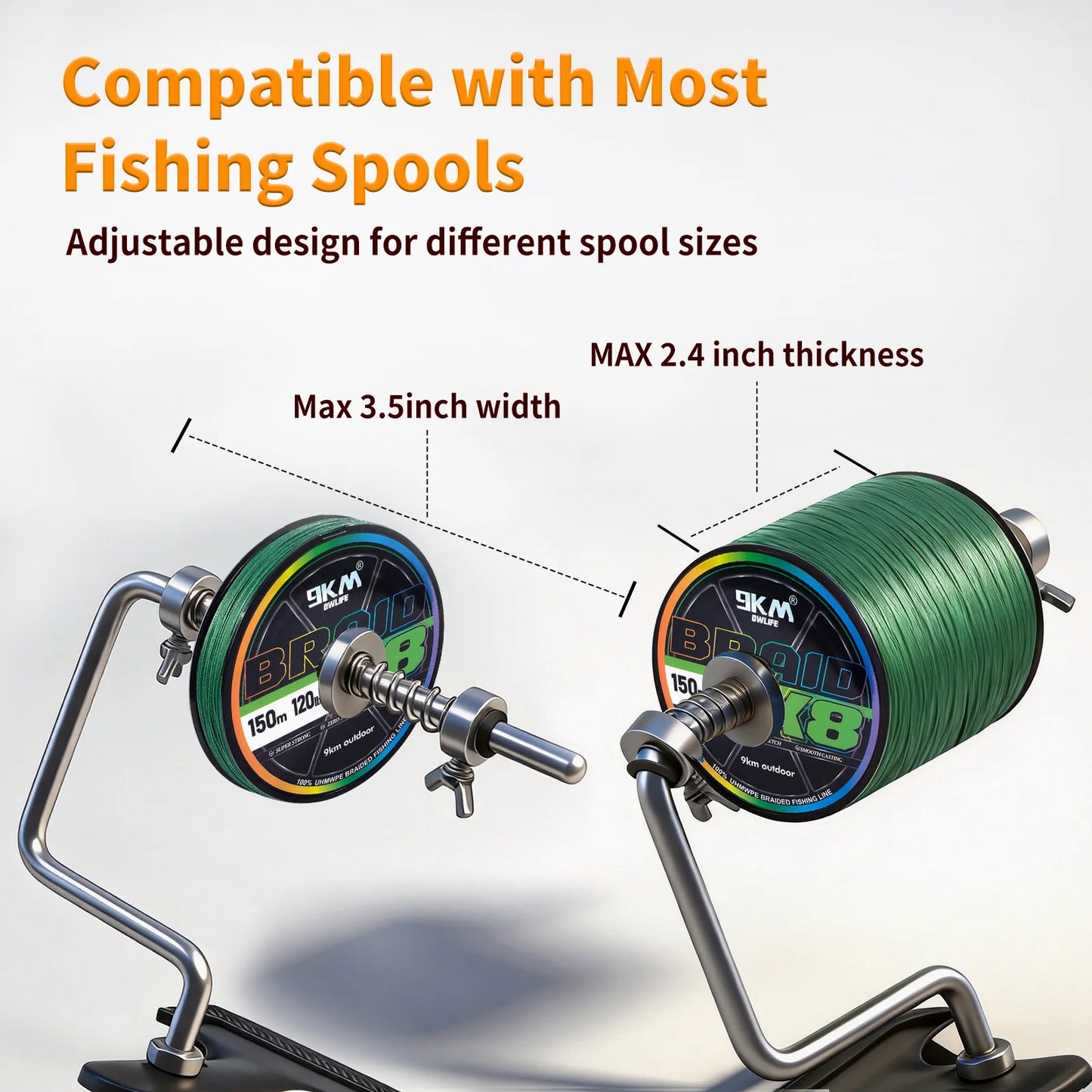 9KM Fishing Line Spooler Portable Fishing Line Winder Machine with Adjustable Tension Control No Line Twist Spooling Station