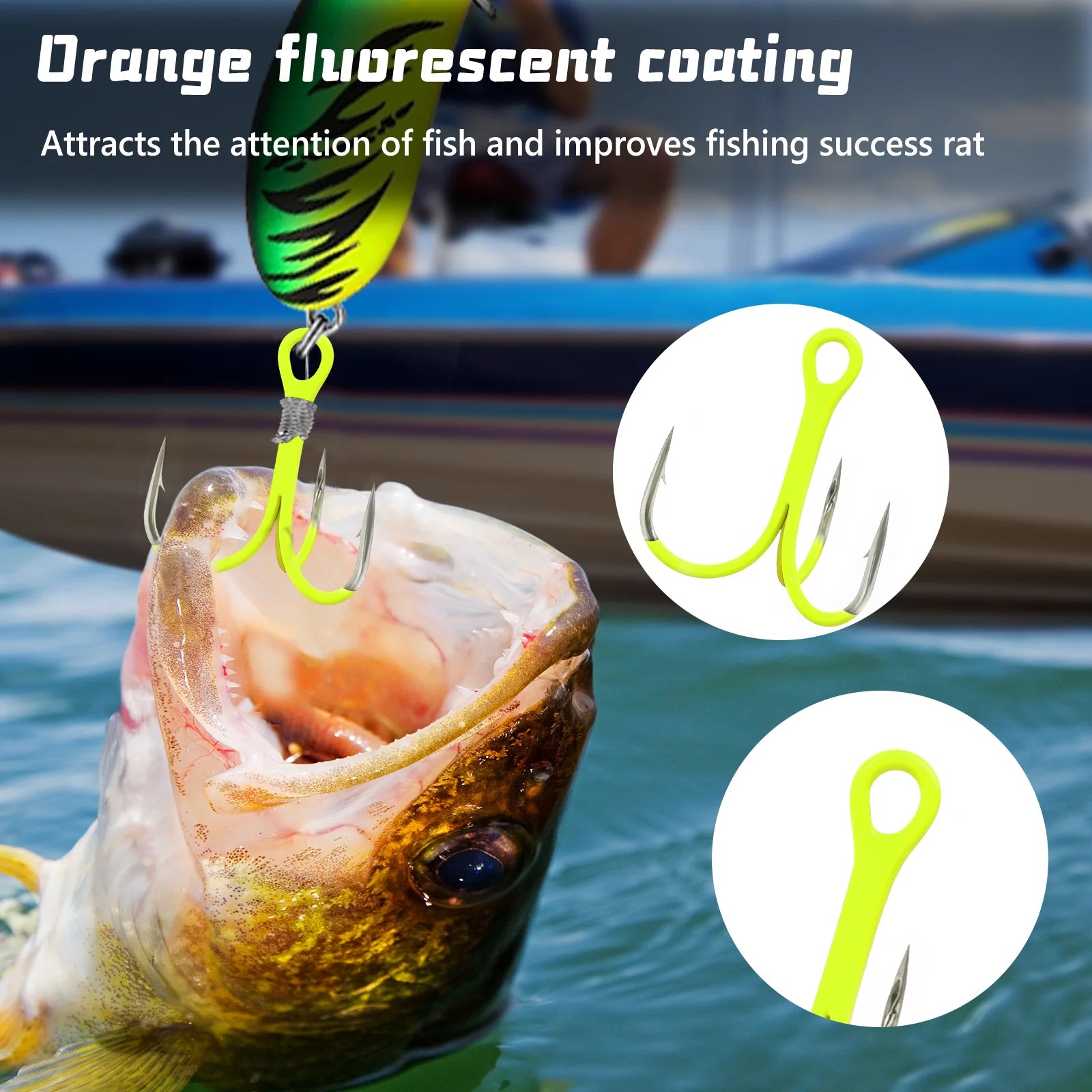 Triple Hook Treble Hooks 2X Strong Fluorescent Green Ultra Violet (UV) – 9km-dwlife