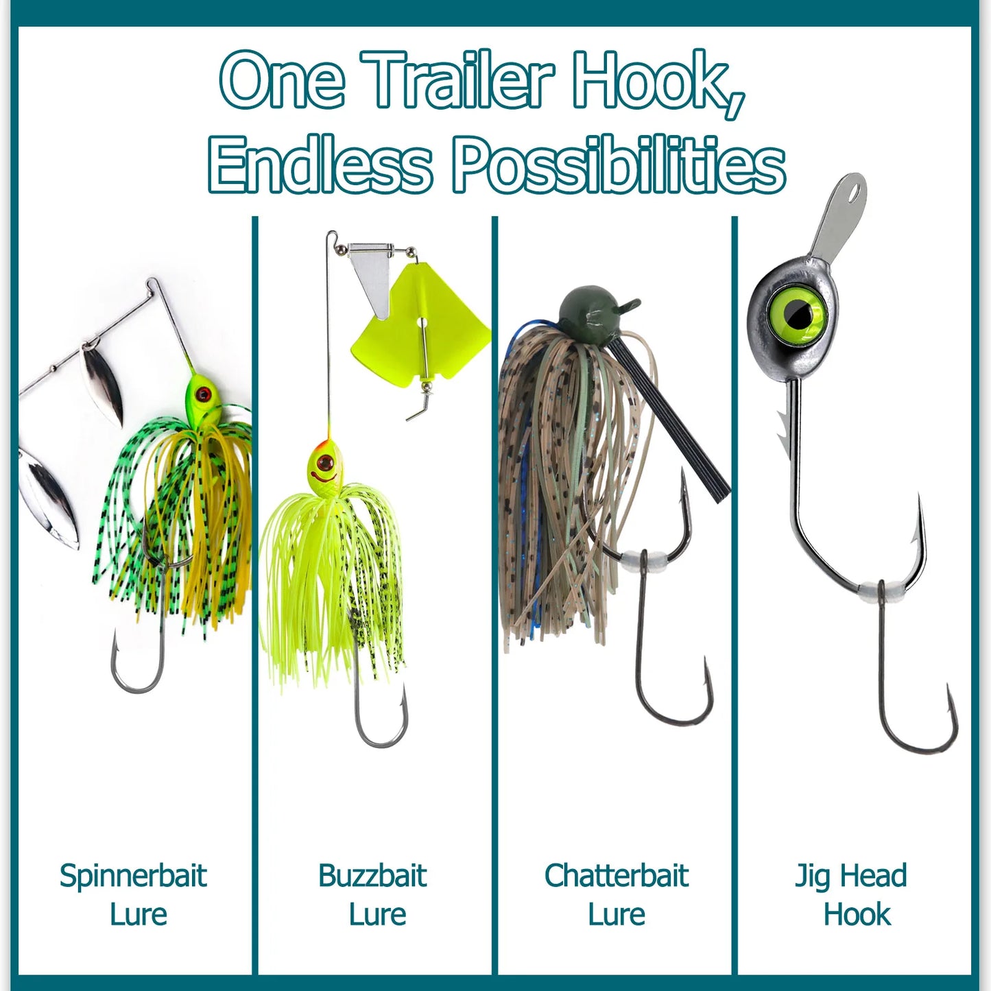 Fishing Trailer Hook 50-200pcs Fishing Hook for Short Strikes Pair with Spinnerbait Buzzbait Jig Head