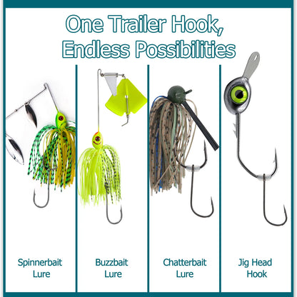 Fishing Trailer Hook 50-200pcs Fishing Hook for Short Strikes Pair with Spinnerbait Buzzbait Jig Head