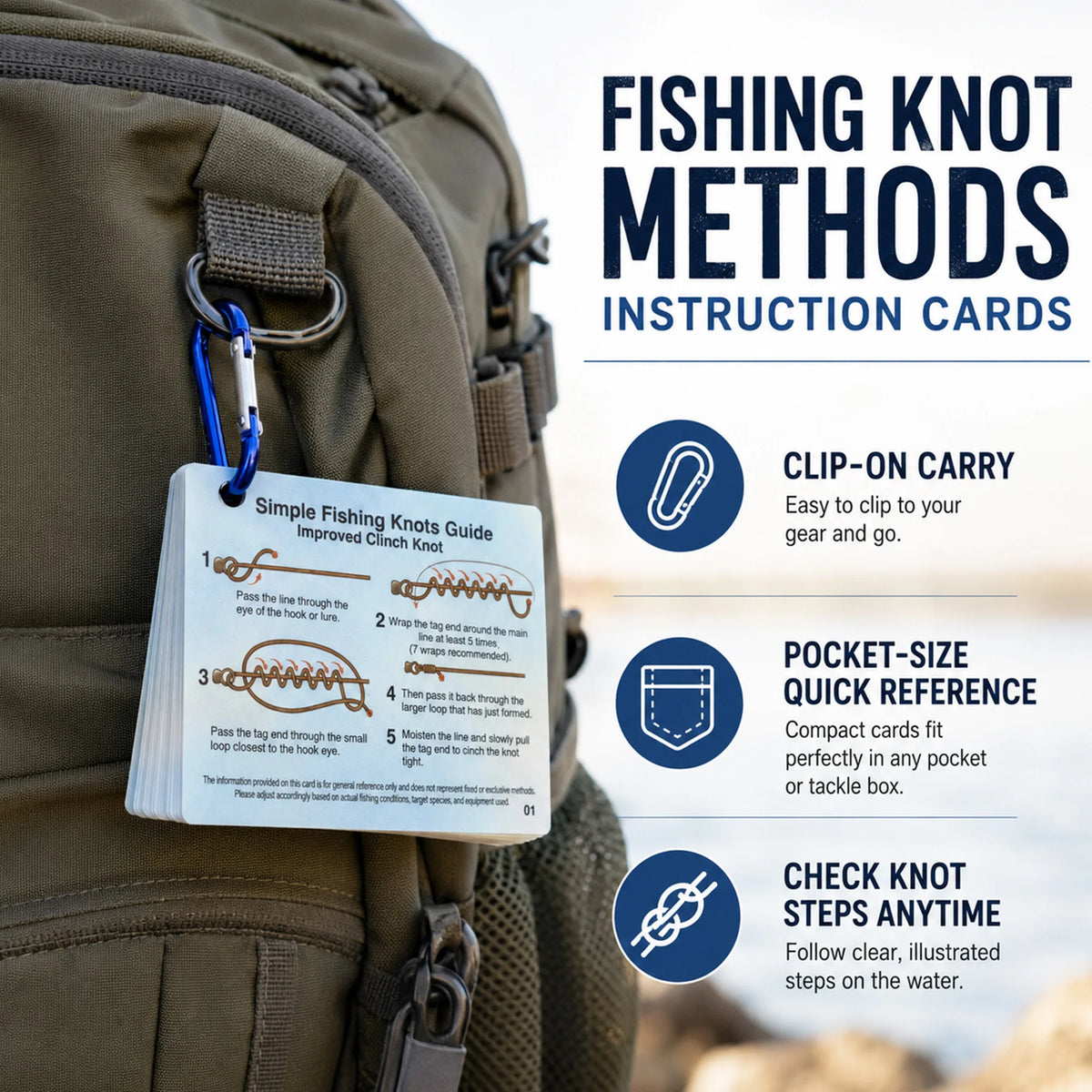 9KM Waterproof Knot Cards Fishing Knot Tying Instructions Card Portable Knot Book