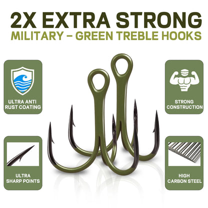10Pcs Treble Hooks 3X Fishing Triple Hook Sea Fishing Hooks