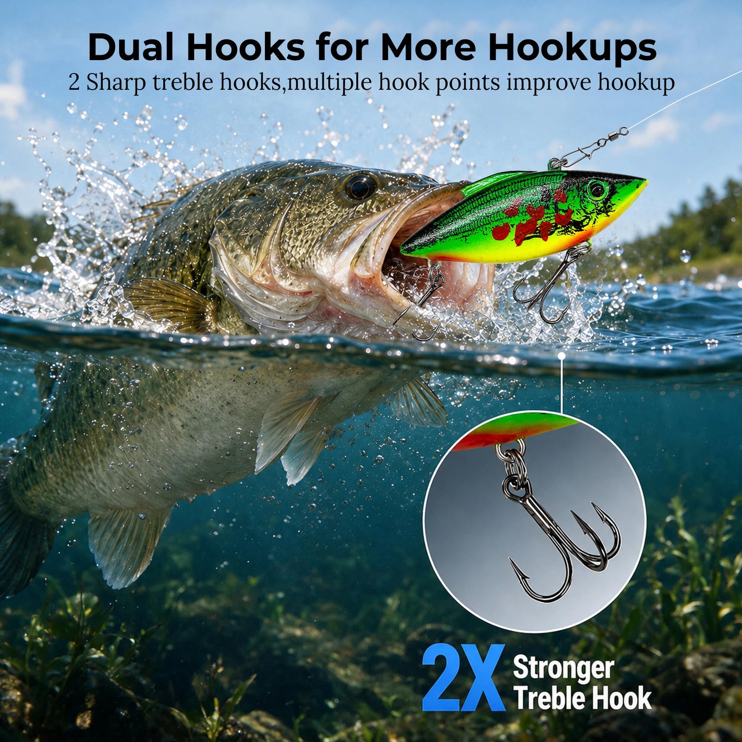 9KM Lipless Crankbait Fishing Lures 3pcs Rattle Baits with High Vibration Action Loud Sound Sinking Hard Baits