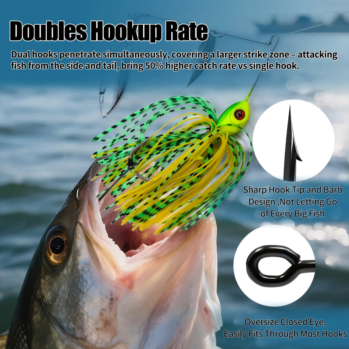Fishing Trailer Hook 50-200pcs Fishing Hook for Short Strikes Pair with Spinnerbait Buzzbait Jig Head