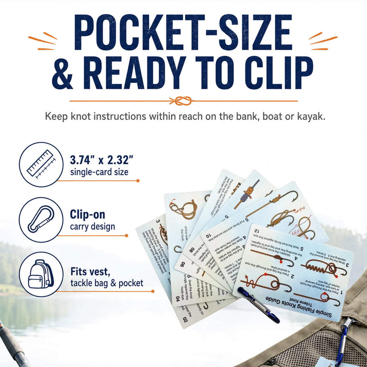 9KM Waterproof Knot Cards Fishing Knot Tying Instructions Card Portable Knot Book