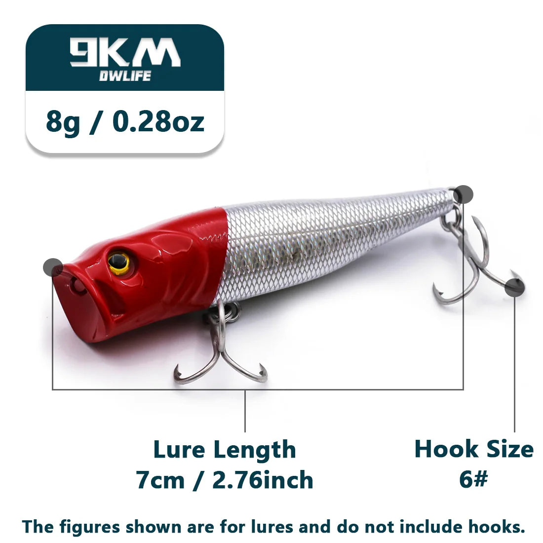 Popper Fishing Lures Saltwater 7~9cm Striper Pike Salmon Lures Bass  Topwater Fishing Lure Popper Fishing Plugs with Treble Hooks Red 7cm 8g