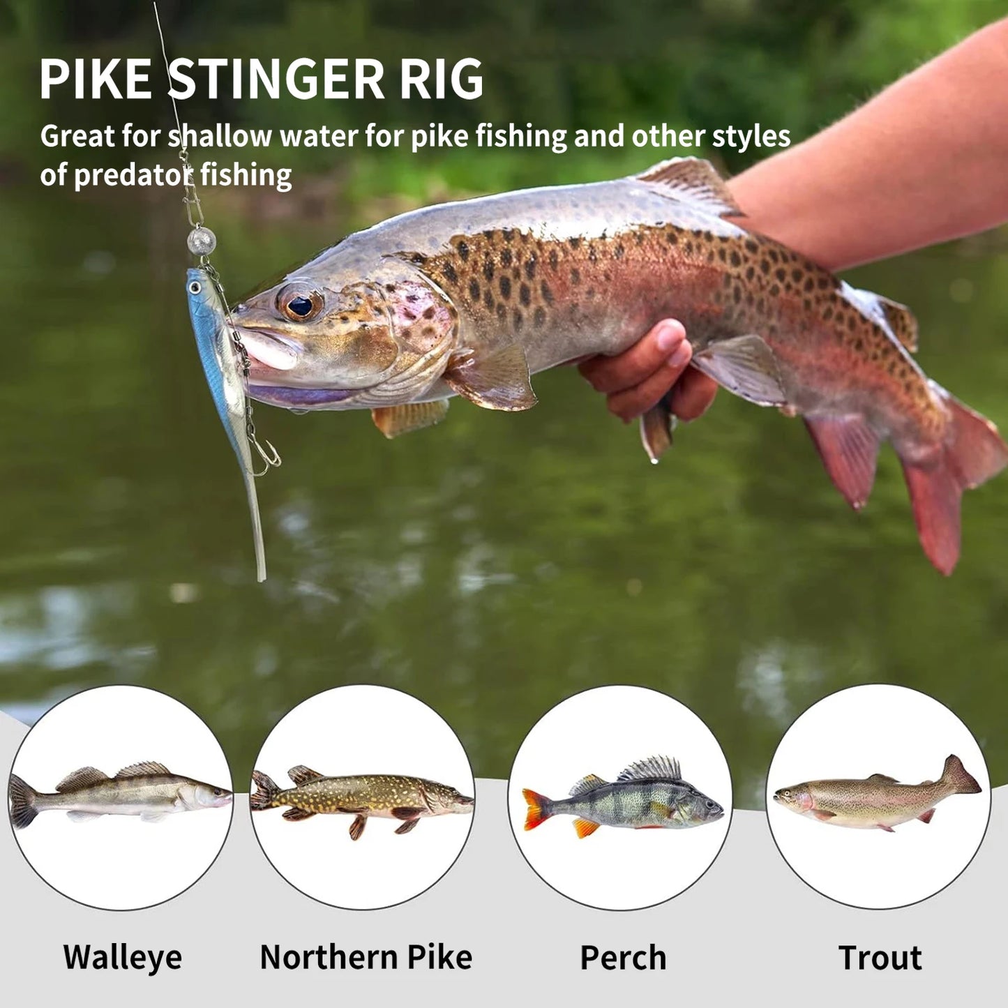 9KM Fishing Stinger Rig for Softbait Pike 1pcs