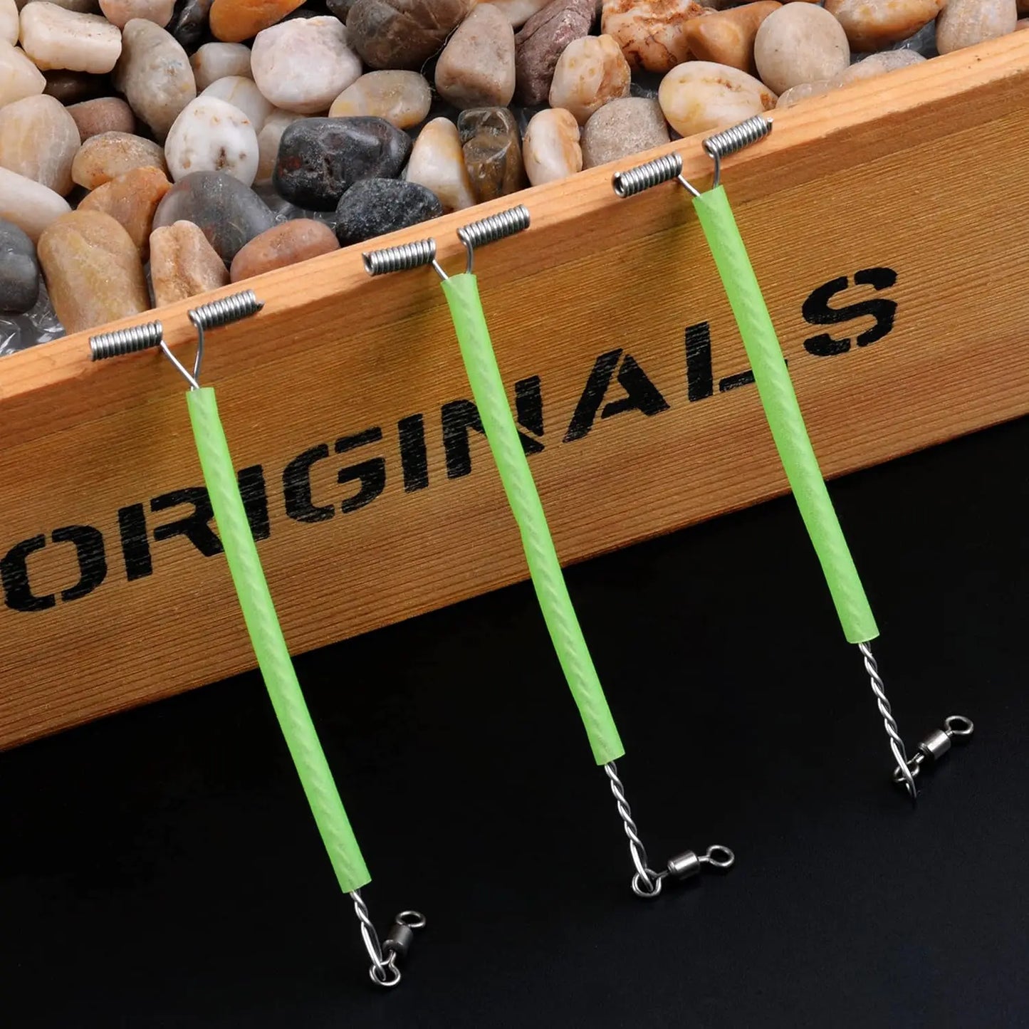 9KM Fishing Lure Line Wire Leader 10pcs Fishing Rigs with Luminous Tube Swivels