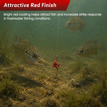 9KM Red Fine Wire Bait Hook 50-100pcs Match Fishing Hook for Crucian Carp Ultralight Bait Hook