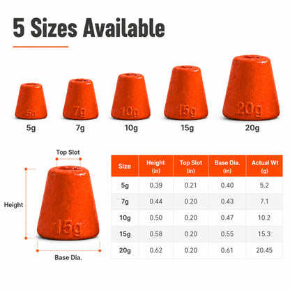 9KM Fishing Weight Sinker for Stinger Rig 1pcs UV Orange Fishing Lead Cone Shaped