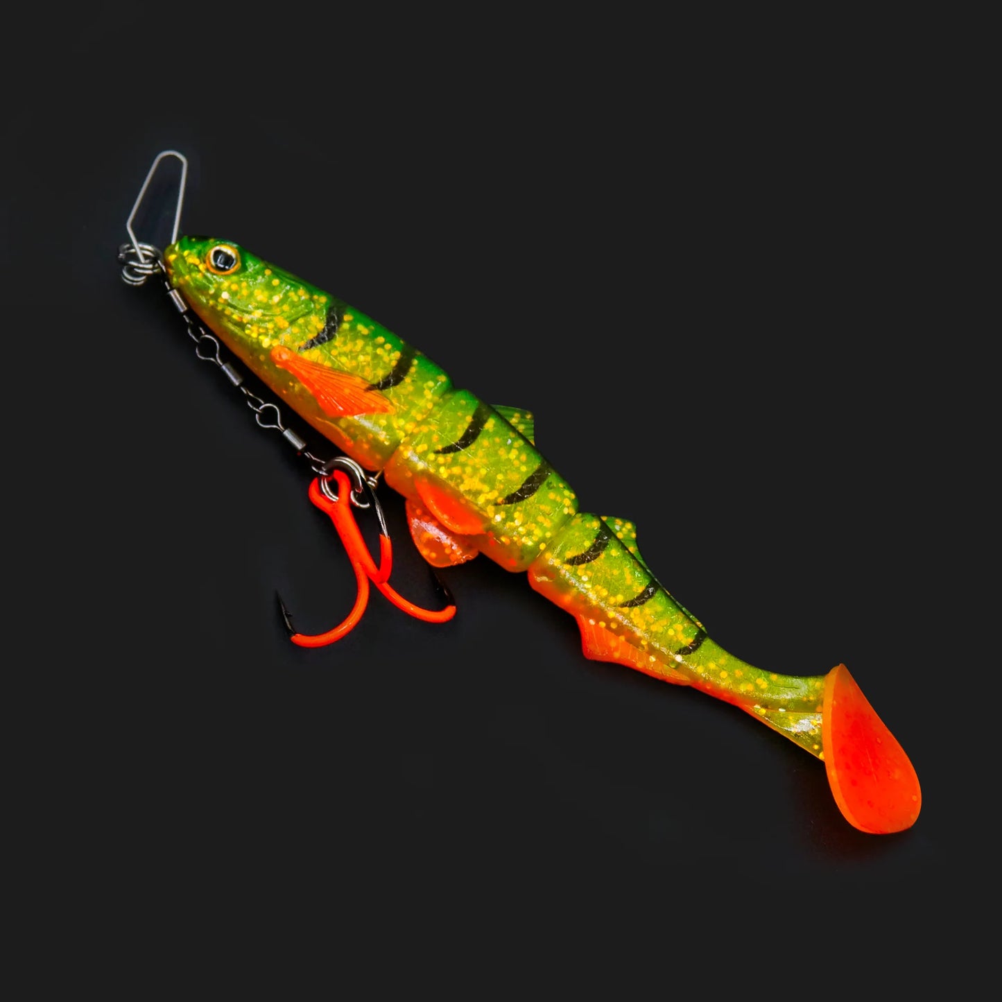 9KM Orange Treble Hooks with Snap Swivels Set