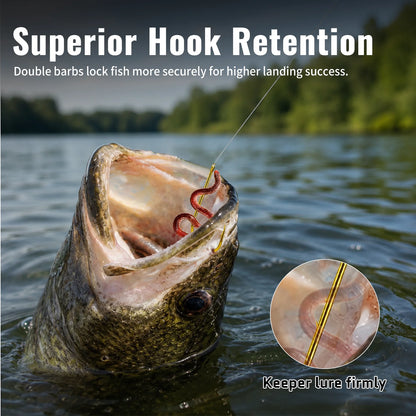 Long Shank Baitholder Hook 25-100pcs Double Barbed Gold Hook Offset Live Bait Hook