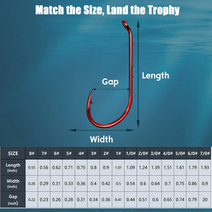 Baitholder Fishing Hooks 50-200pcs Red Double Barbed Long Shank Offset