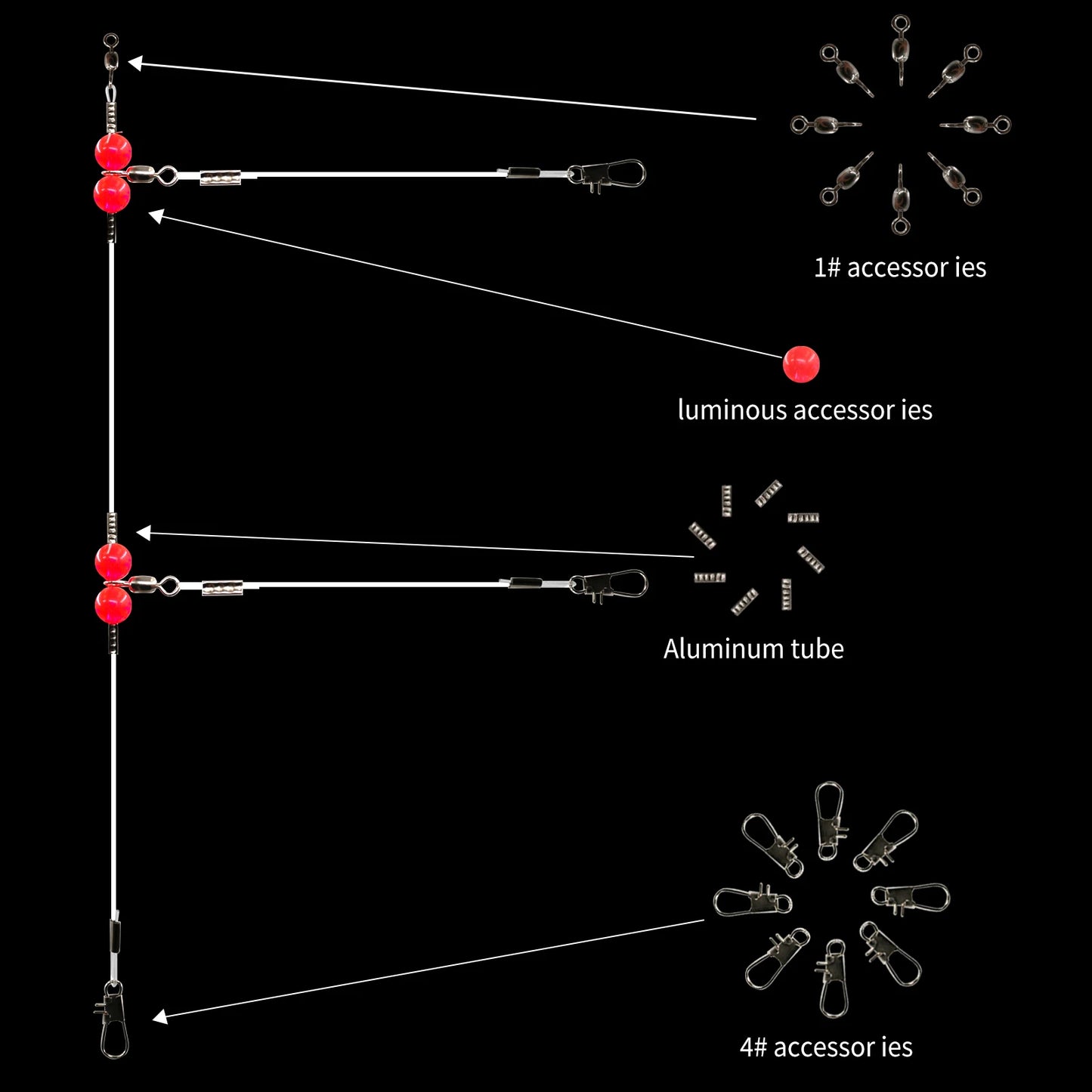 Hook Connectors 3 Way Swivel Fishing Rig Set