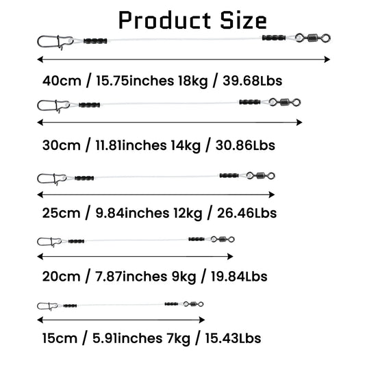 9KM Fluorocarbon Fishing Leader Set with Rolling Snap Swivels