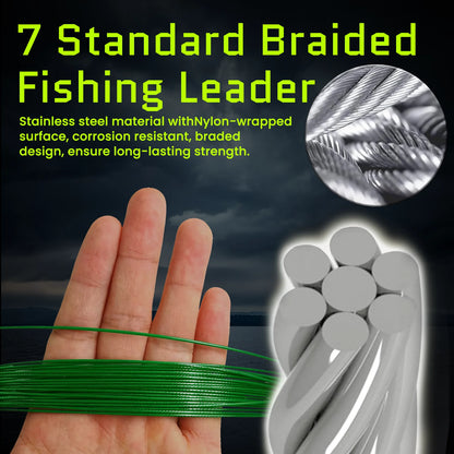 9KM Anti Bite Steel Fishing Line, Wire Leader with Swivel