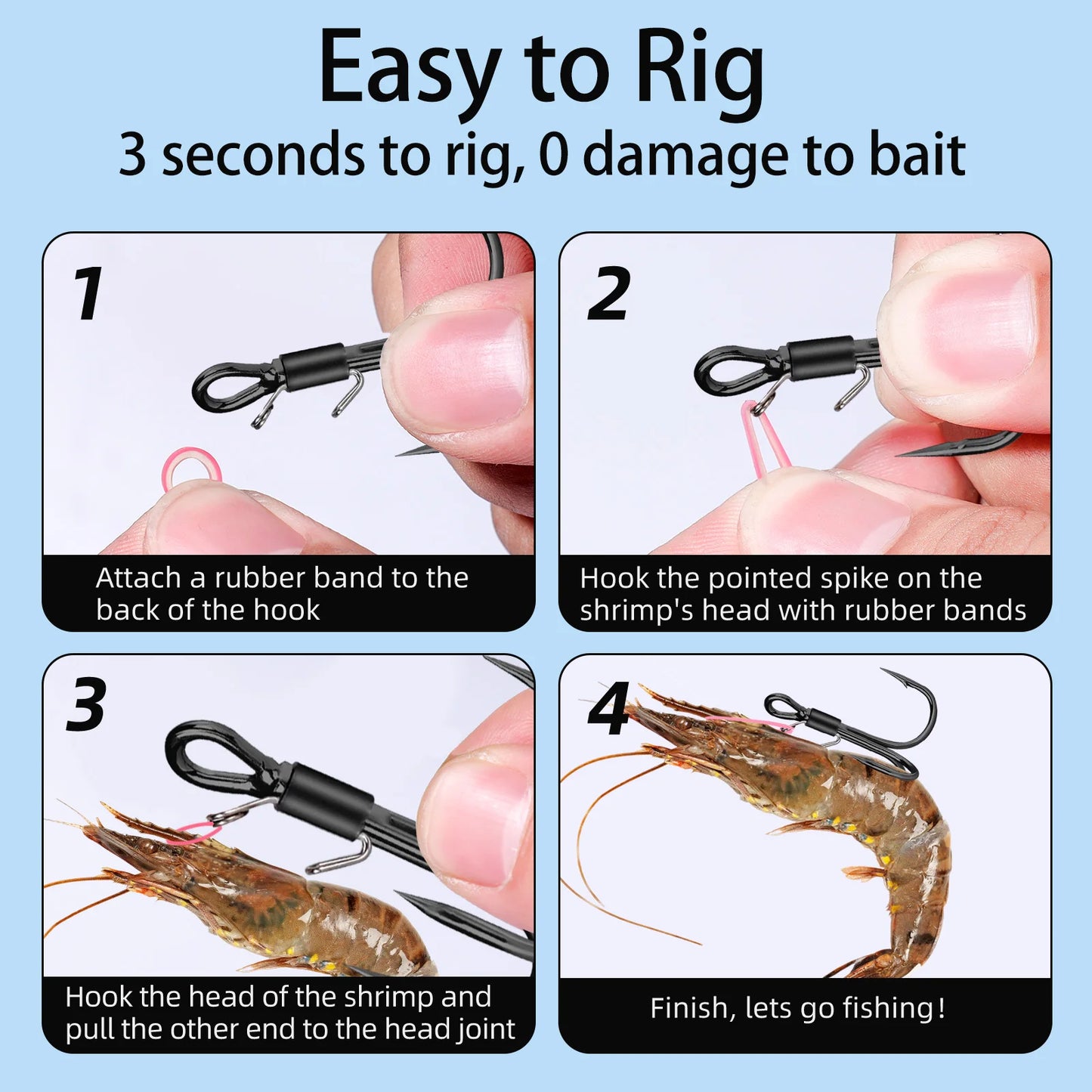10PCS Black Treble Hooks with Bait Holder Ring High Carbon Steel
