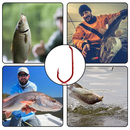 Baitholder Hook 50-100pcs Red Fishing Hook Offset Sea Barbed Hook V-Bend Worm Hook