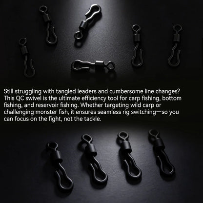 50-100pcs Extended Wavy American Snap Swivel Matte Black Bearing Rolling Connector