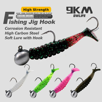 Soft Fishing Lure 5pcs/Set 2.5g 3.5g 5g Fishing Paddle Tail Swim Baits Double Hooks Catfish Bait T-Tail Lures
