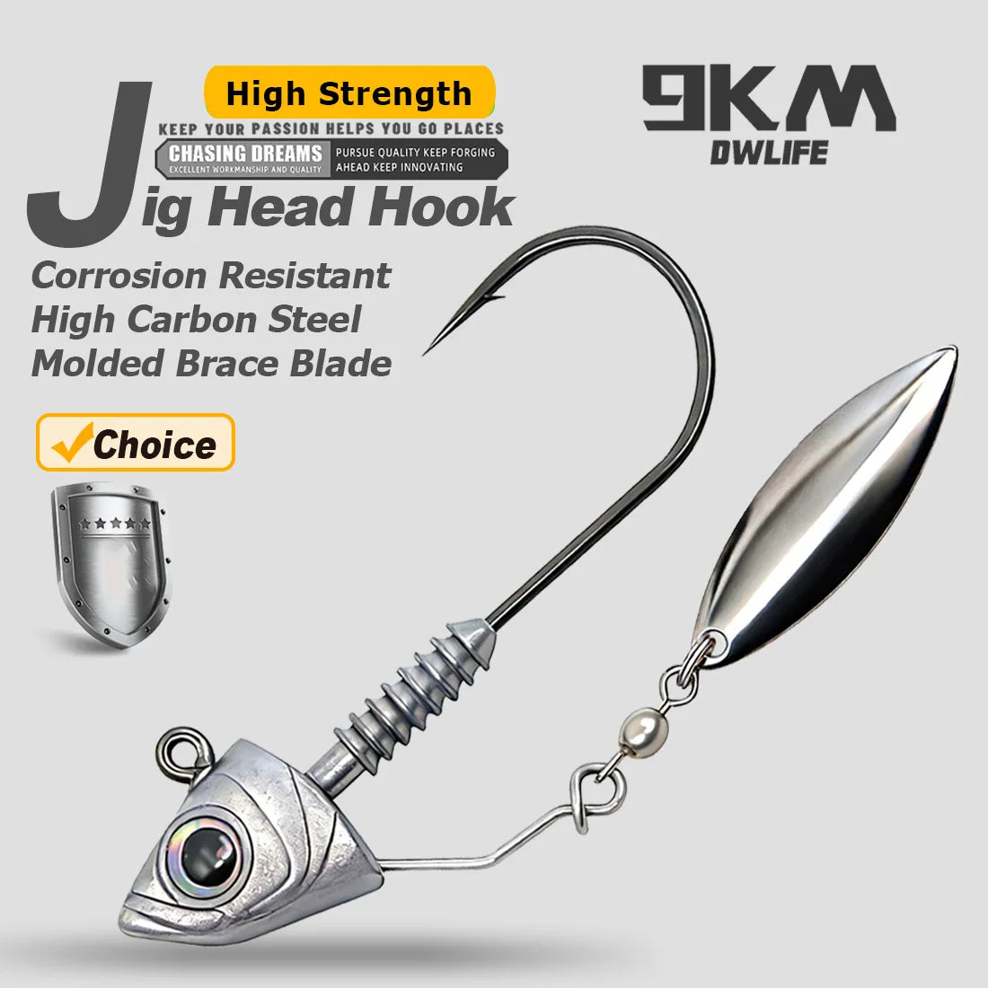 Underspin Jig Heads Hook 6pcs Fishing Swimbait Jig Hook with Spinner Blade