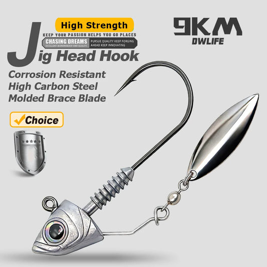 Underspin Jig Heads Hook 6pcs Fishing Swimbait Jig Hook with Spinner Blade