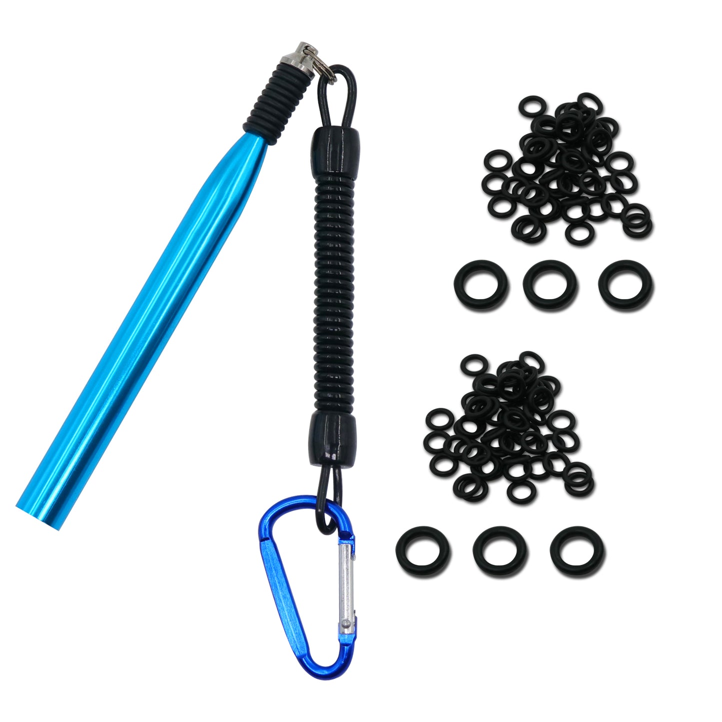 Wacky Rig Tool, Aluminiumlegering en Rubber Wacky Kit voor zacht aas(zwart Wacky Rig Tool, Aluminiumlegering en Rubber Wacky Kit voor zacht aas(zwart