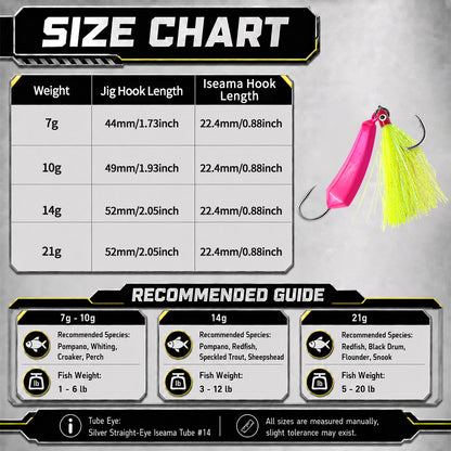 Pompano Jig with Teaser Hooks 5pcs Surf Fishing Jig Heads Saltwater Stand-Up Banana Shape Swimbait Jigs