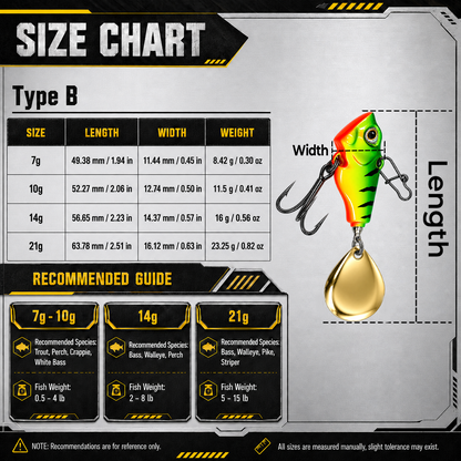 9KM Fishing Lure VIB Tail Spinner Bait Metal Sinking Lure Fishing Jigs Blade Bait Crankbait Fishing with Spinner Blade