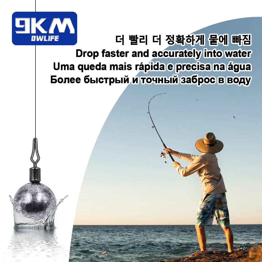 10pcs 8g-15g Fishing Weight Sinker with Snap Swivel Bullet Shape