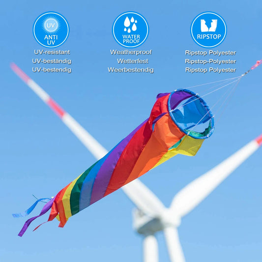  Rainbow Spinning Turbine Windsock with Ball Bearing Swivels for Flag Poles Kite 