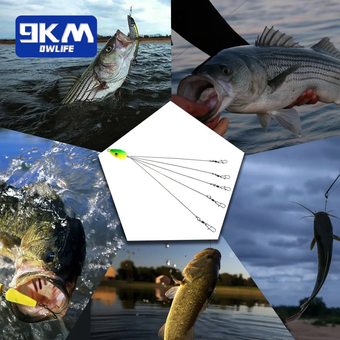 alabama rig fishing lure Alabama Rig Umbrella Rigs for Bass Fishing Multi-Lure 5 Wire Rig Snap – 9km-dwlife
