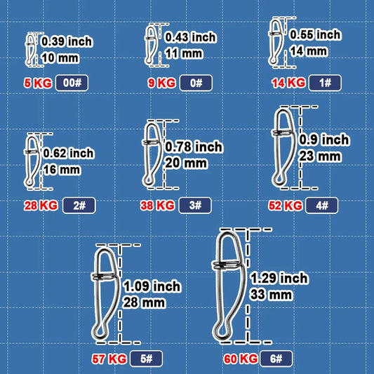 Cross Lock Snaps Swivel Fishing Clip Stainless Steel Saltwater Lure Connector