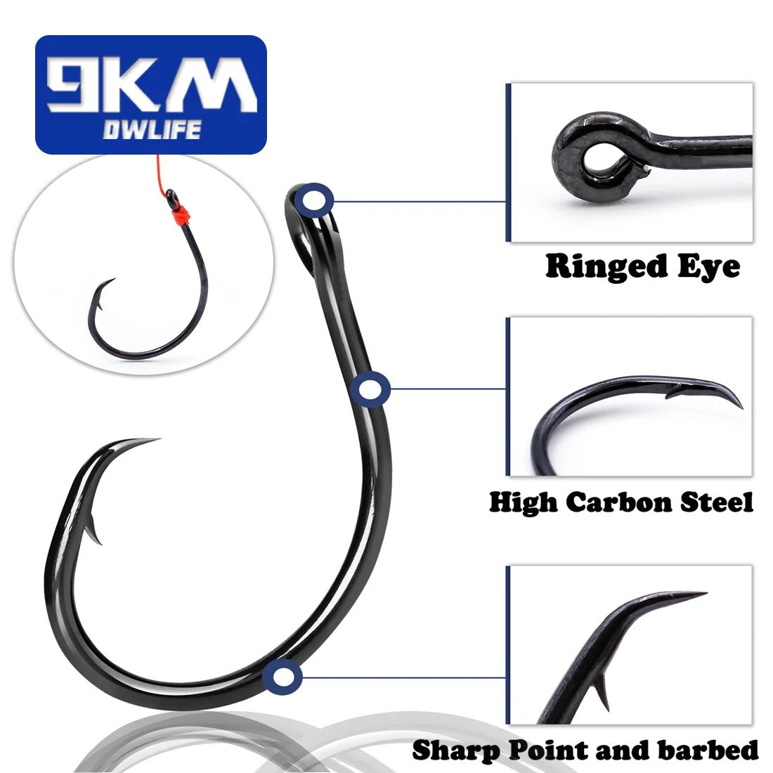 Inline Circle Hooks Saltwater Fishing Catfish Hooks 25~100Pcs Wide Gap – 9km-dwlife
