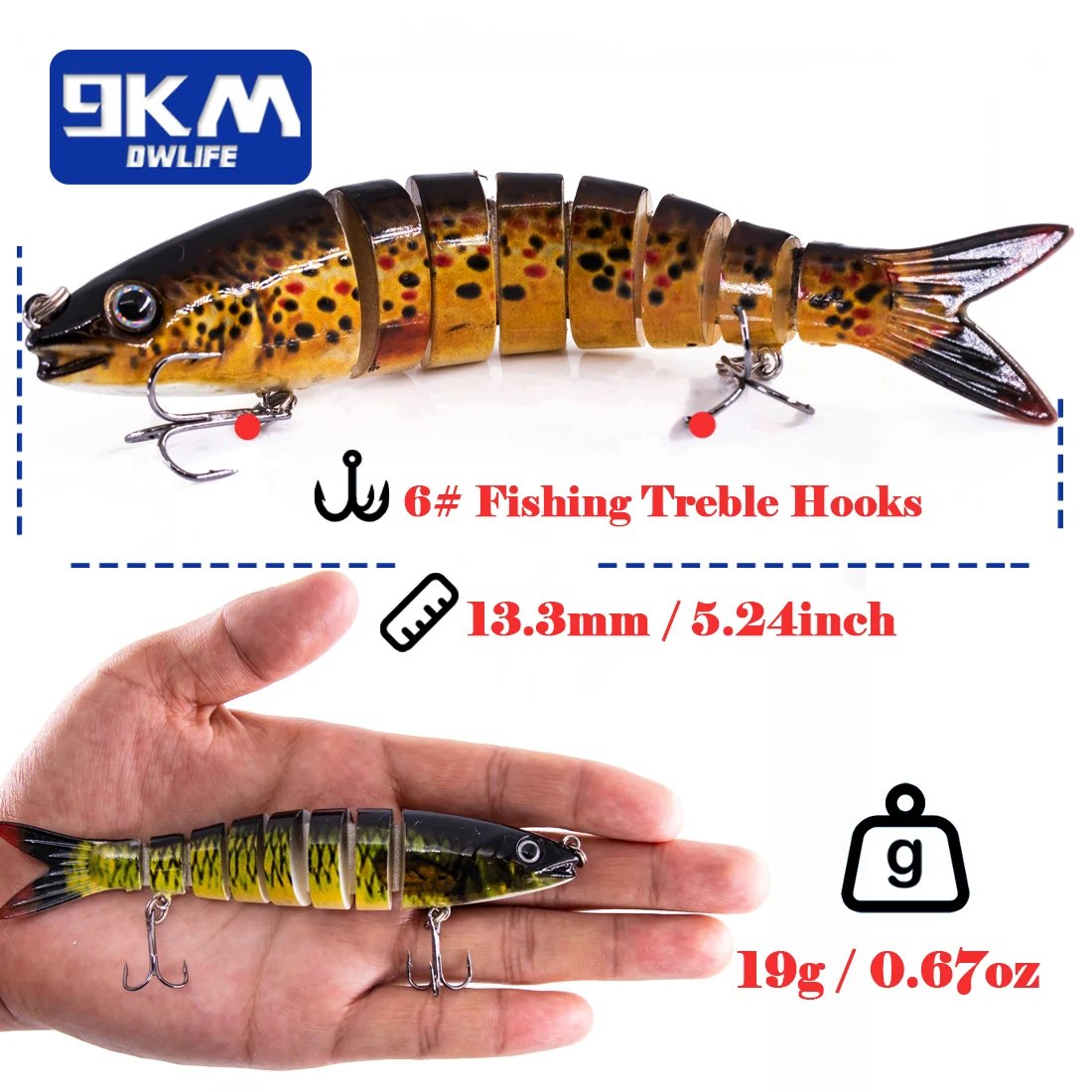 9k elite lures for lake bass fishing Fishing Lures for Bass Trout Topwater Fishing Lure Multi Jointed Lifel – 9km-dwlife
