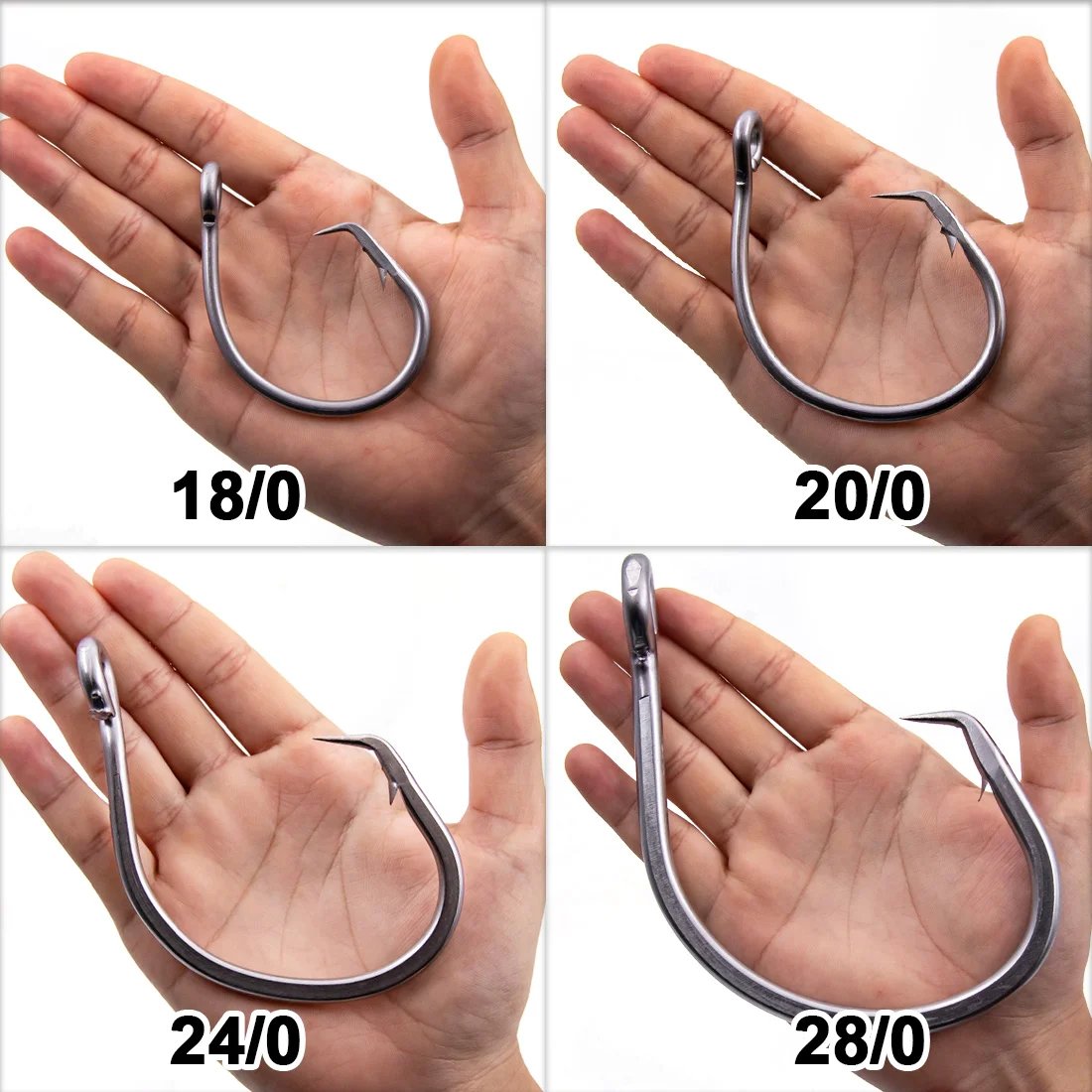 18 fishing hooks Giant Fishing Hook 18/0~28/0 Big Game Live Bait Hooks Stainless Steel – 9km-dwlife