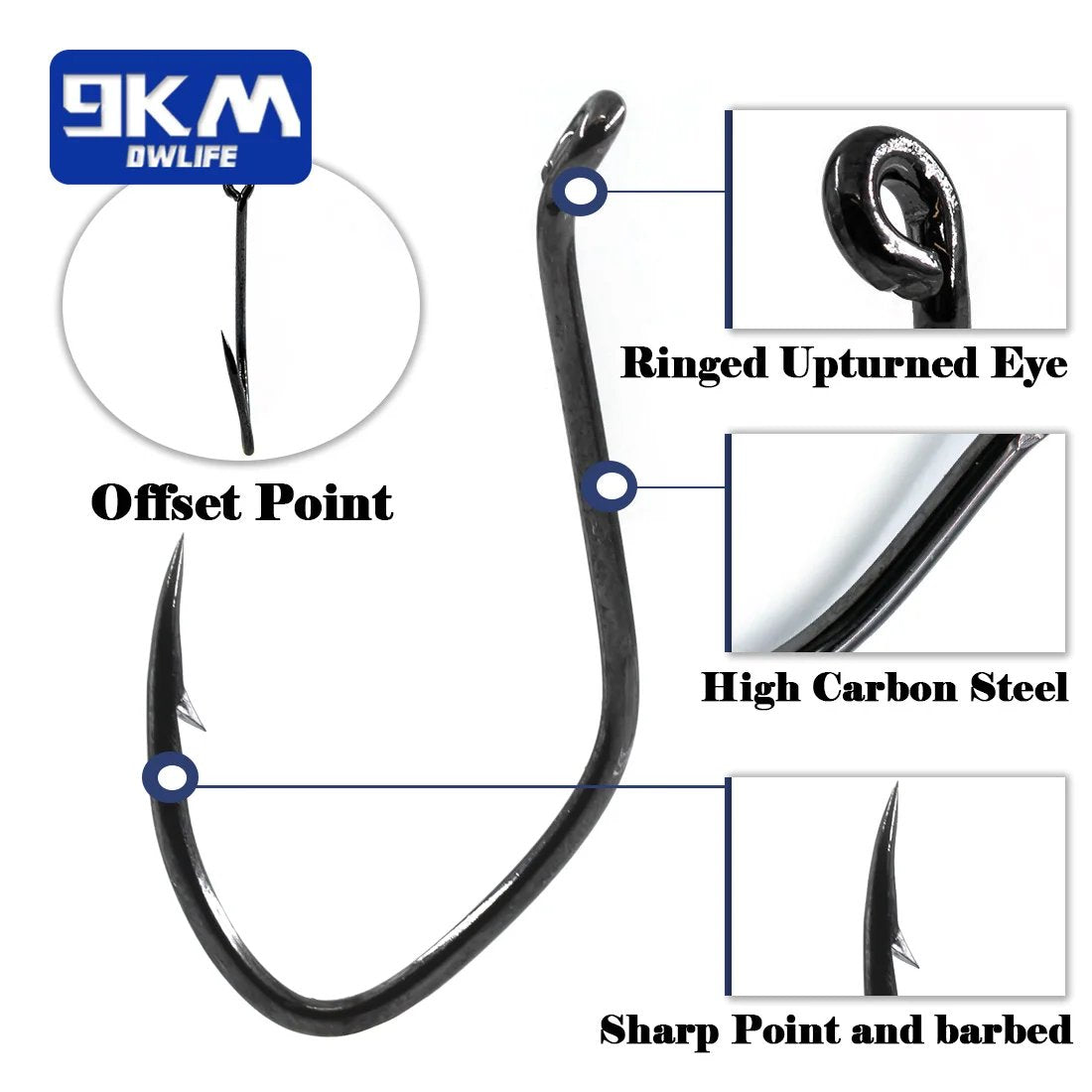 100 pcs size 4 fish hooks 9KM Catfish Hooks Big River Hooks 25~100Pcs Live Cut Bait Fishing Hook – 9km-dwlife