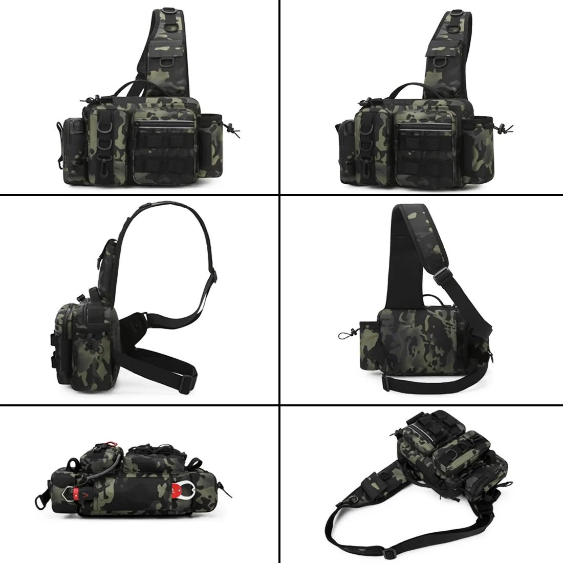 fishing bag with rod holder Fishing Bag 600D Nylon Sling Pack Portable Fly Fishing Box Outdoor Tra – 9km-dwlife